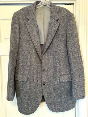 Harris Tweed Stafford Mens Herringbone Sport Coat Jacket Blazer Elbow Patch 42L